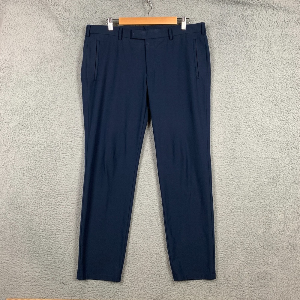 Sene Soho Pants Men's Actual 37 x 29 Navy Blue FlexTech Flat Front Tailored Golf